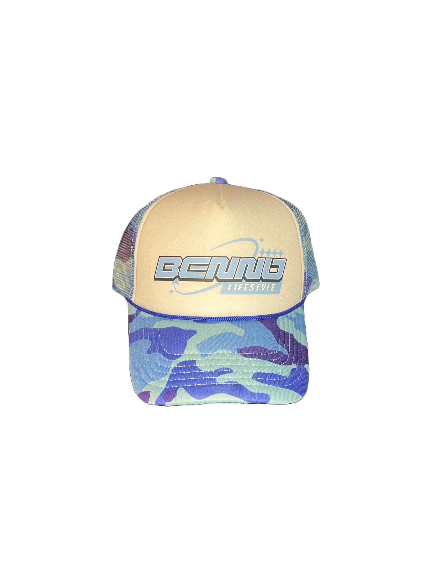 Blue Camo Bennu Trucker