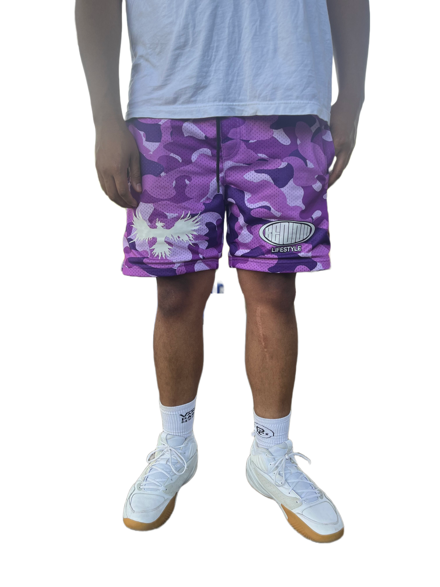 Purple Camo Mesh Shorts