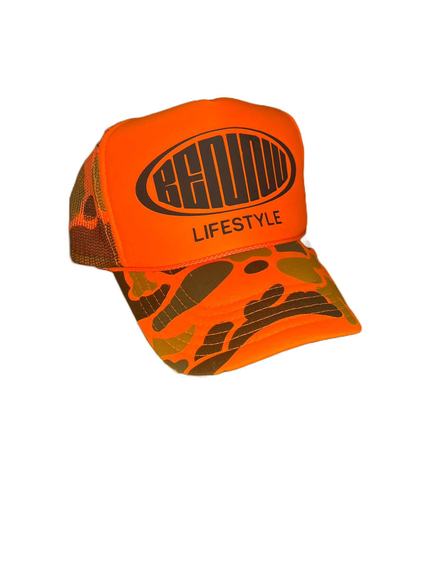 Orange Camo Lifestyle Trucker
