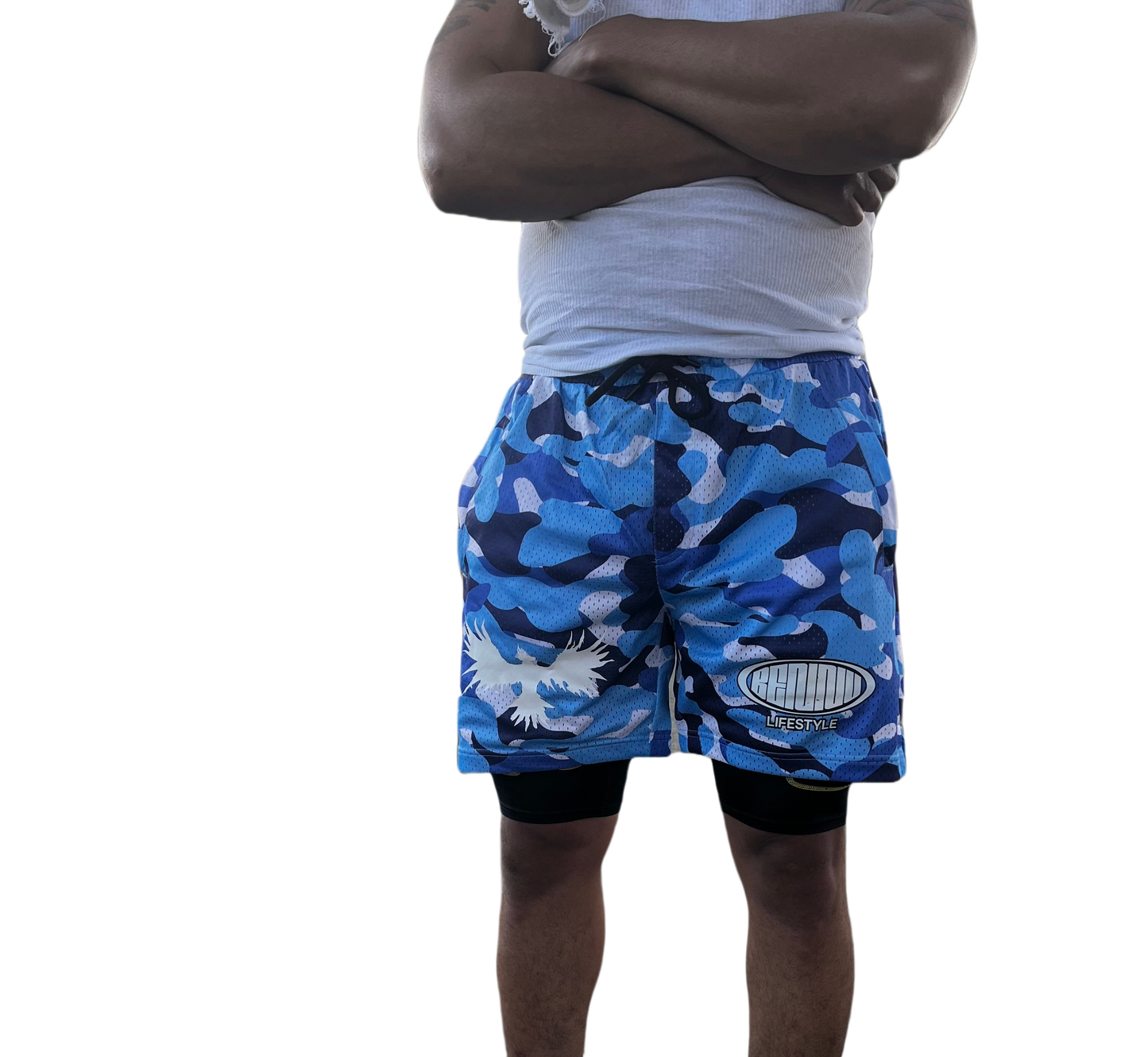 Blue Camo Mesh Shorts
