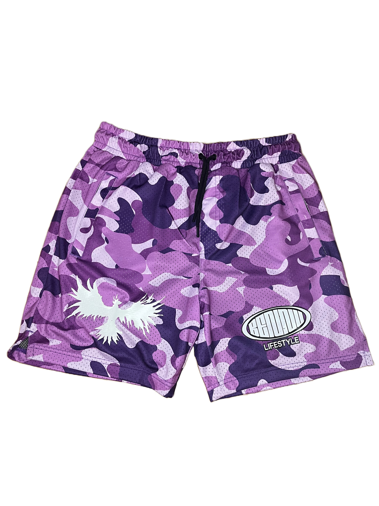 Purple Camo Mesh Shorts